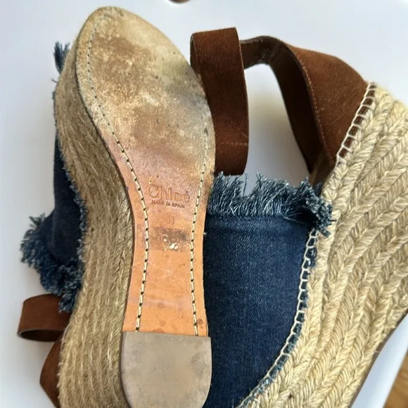 Chloe frayed denim platform size 10 - Picture 13 of 14